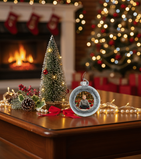 06c921e6-9bc6-43a4-82af-09d5240faee2 Boule Sapin de Noël transparente remplie de fils colorés - 3 couleurs disponibles