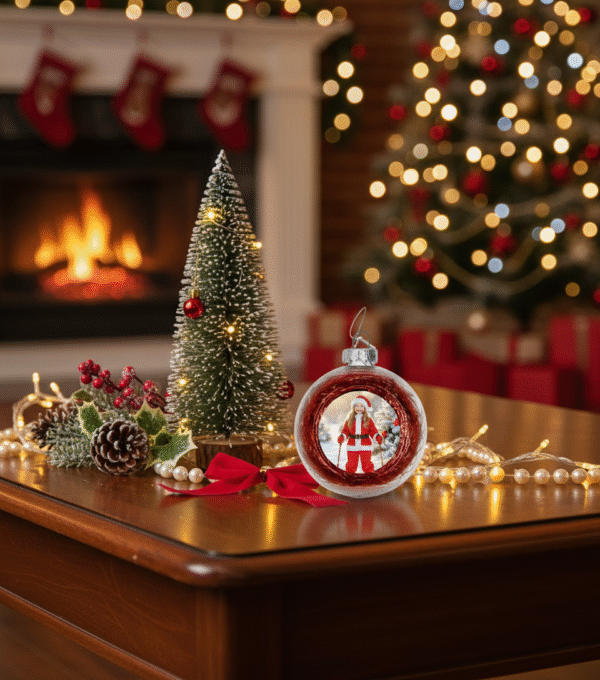 7a138a21-91e7-4dbe-9440-2dbbcc81814a Boule Sapin de Noël transparente remplie de fils colorés - 3 couleurs disponibles