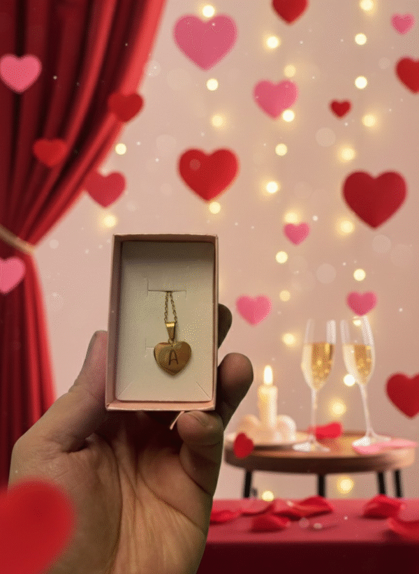 20260102_141821513_iOS Chaîne en Acier Inoxydable Doré 45 cm, Maillon O-Plat + Pendentifs Coeur en Acier Inoxydable , Doré, 16x17x1,2mm