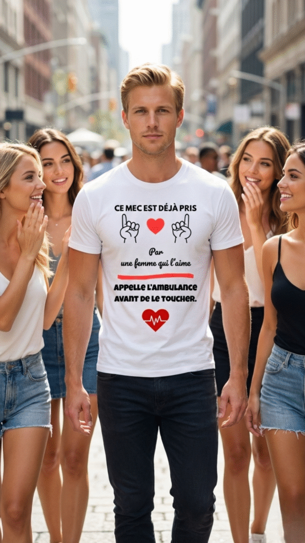 T-Shirt “Ce mec est déjà pris par une femme qui l’aime” – Humour & Amour